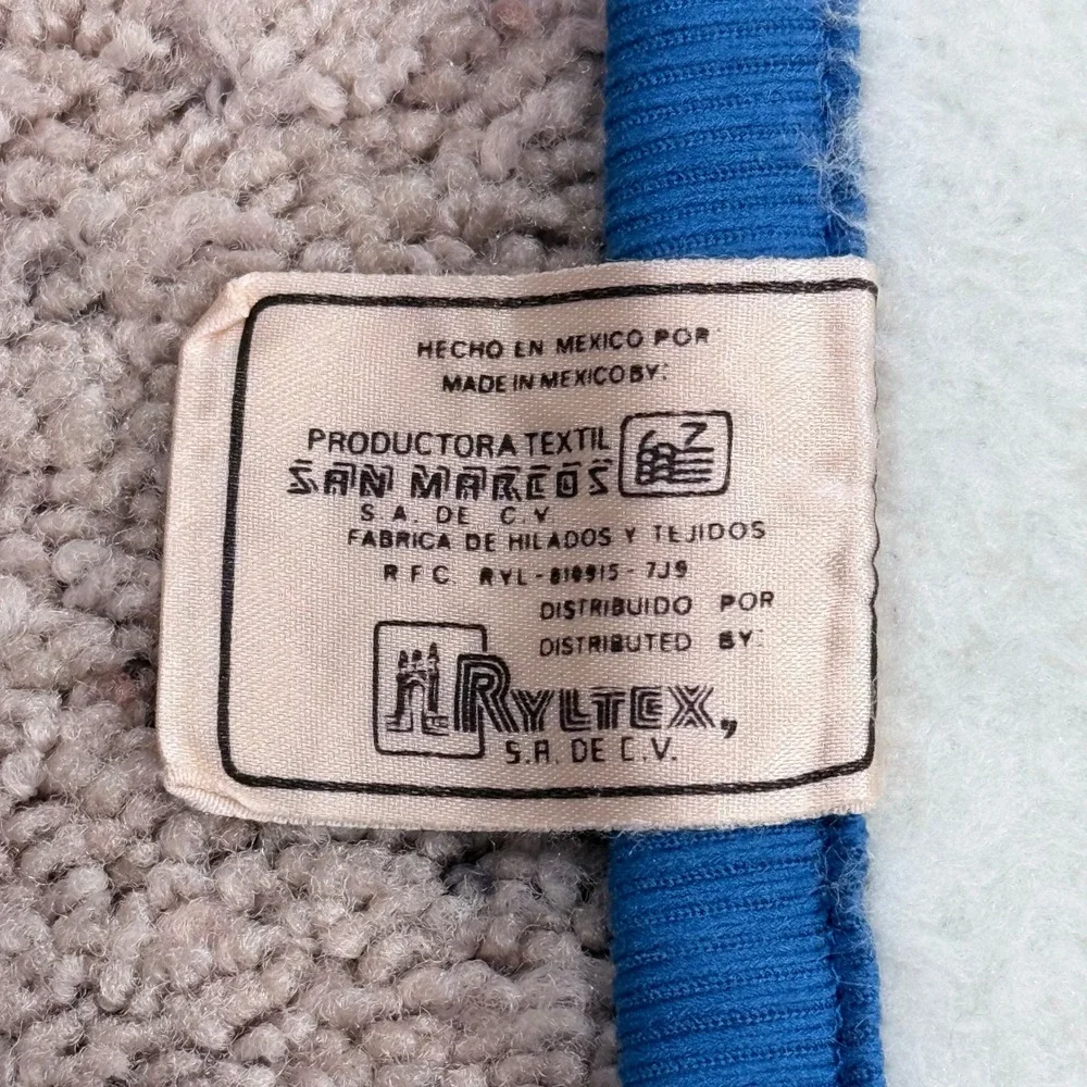 San Marcos Dolphin Blanket Vintage Blue White Reversible 86x65 Plush Ocean Birds